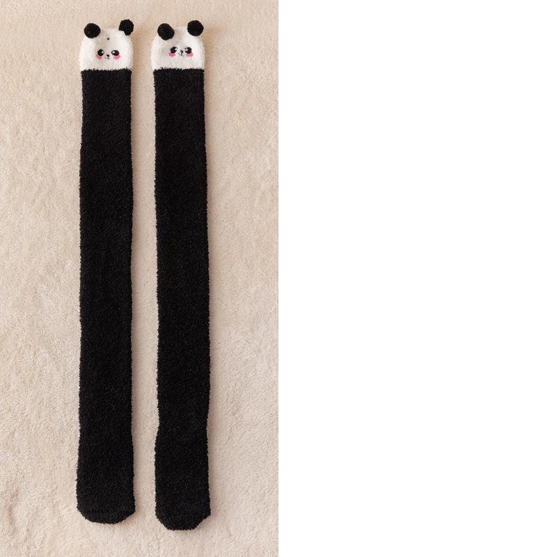 Fall Winter Over The Knee Plus Long Coral Fleece Floor Socks