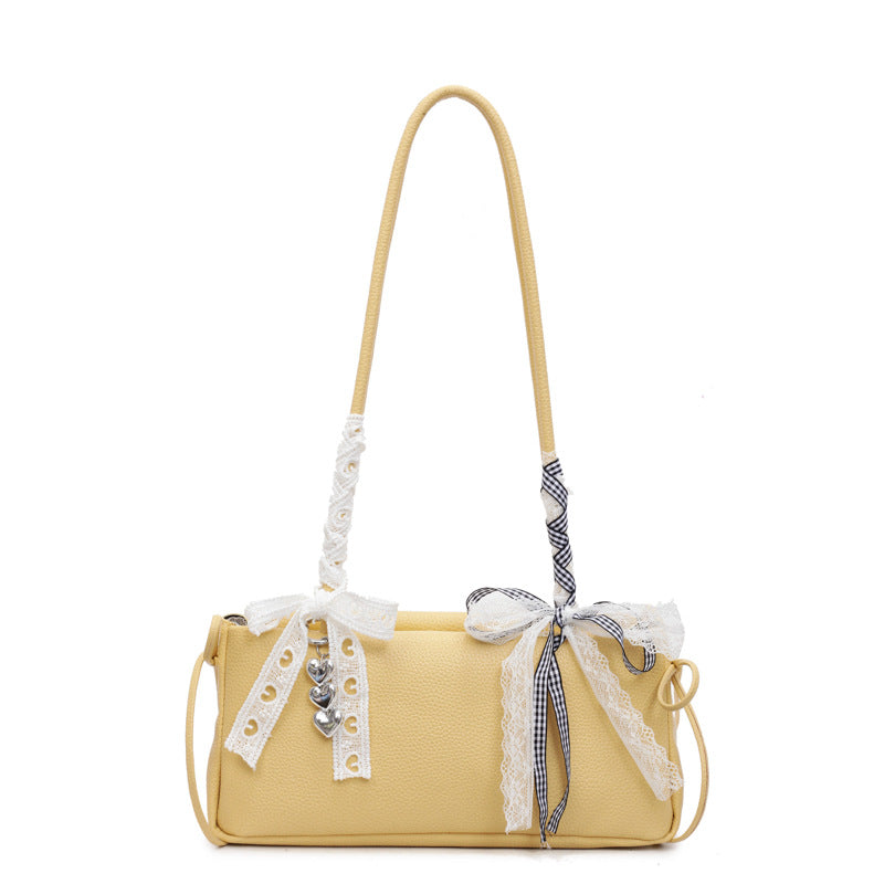 Simplicity Fashionable Bow High-grade One-shoulder Baguette Bag