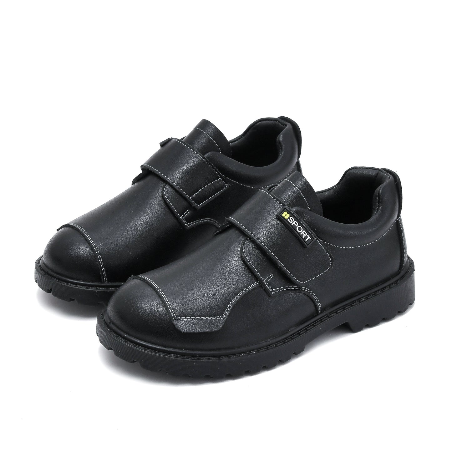 Boys Black Leather Show Children's Black British Style Student Shoes
