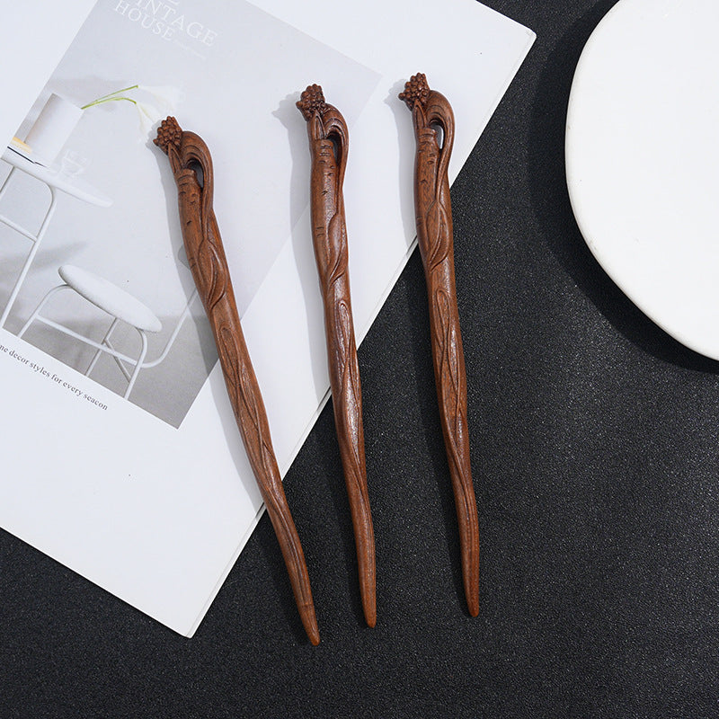 Wooden Women's Chinese Style Headdress Animal Hairpin
