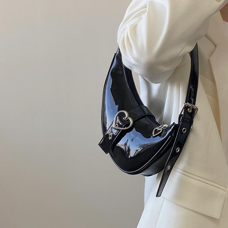 New Crescent Underarm One Shoulder Handheld Love Zipper Women's Bag