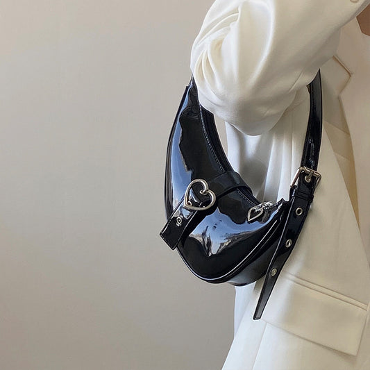 New Crescent Underarm One Shoulder Handheld Love Zipper Women's Bag