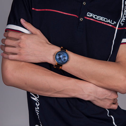 Wooden double movement wood watch