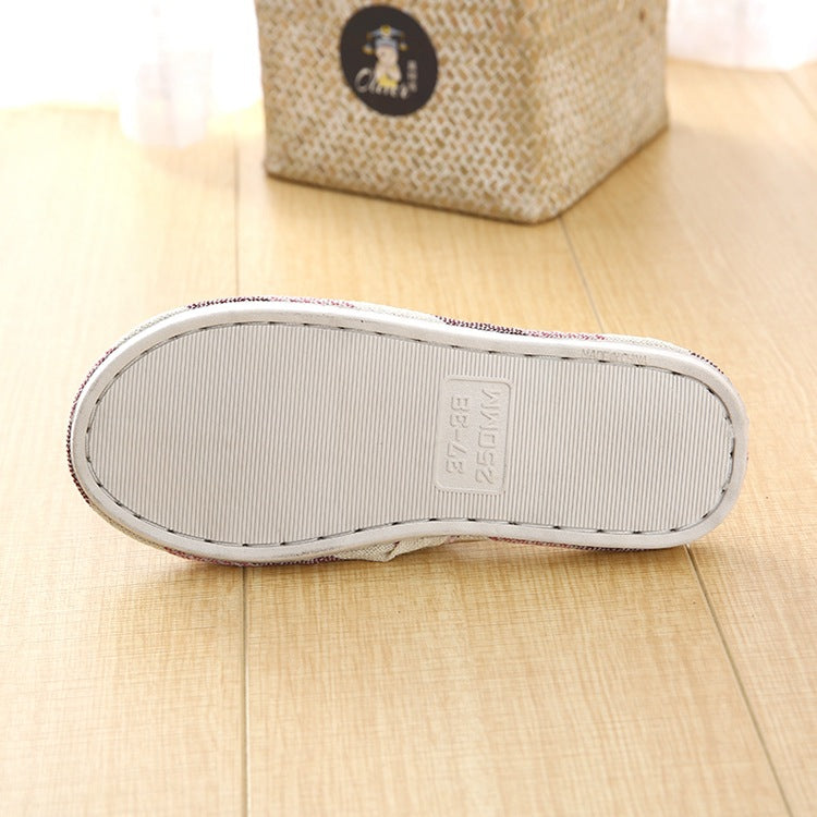 Home Cotton And Numb Floor Striped Slippers