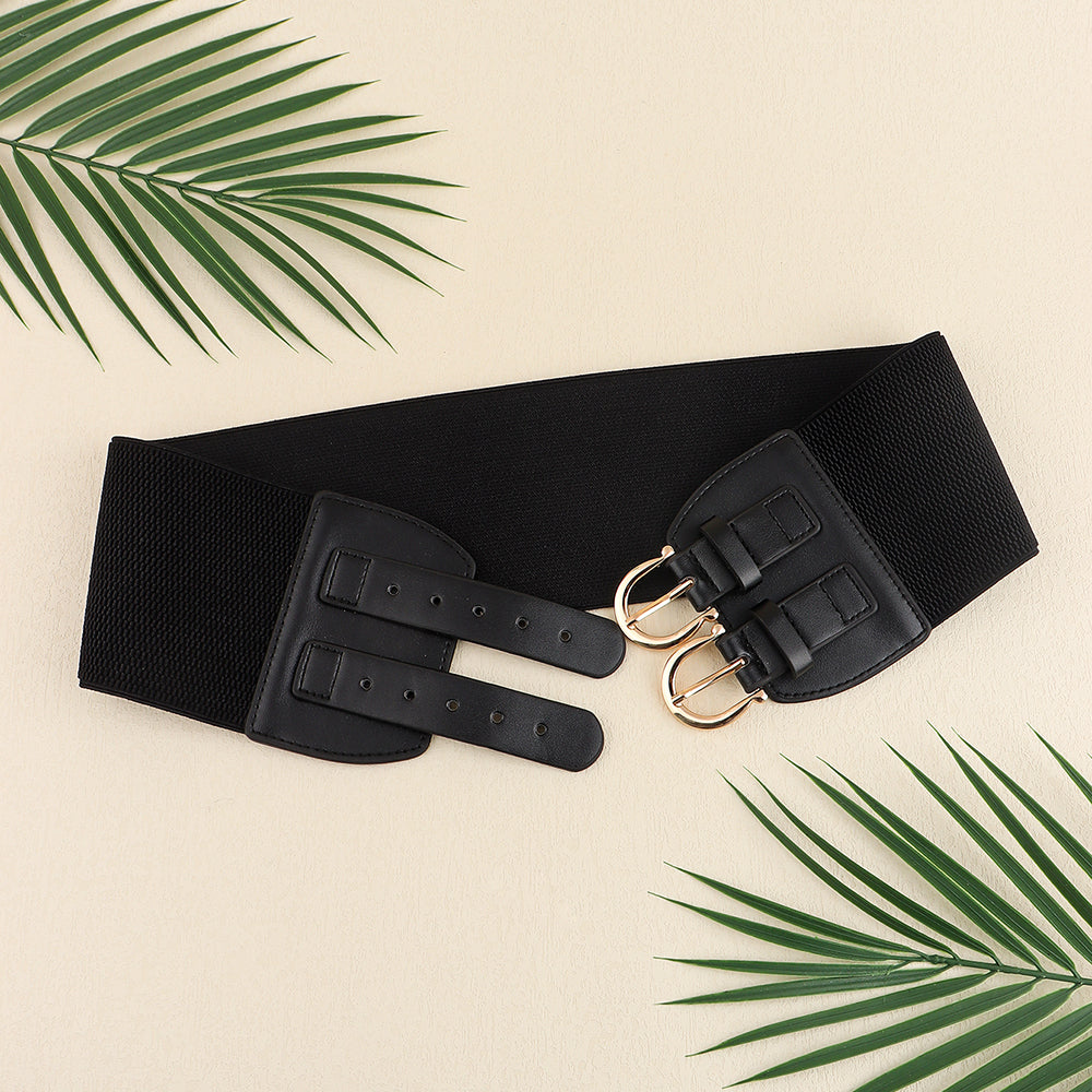 Senior Sense Retro Needle Buckle Waist Seal Elastic Elastic Wide Belt Women's Fashion Belt All-matching Coat Suit