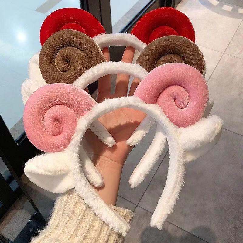 Hoop Cute Plush Sheep Horn Headdress Sweet Lady