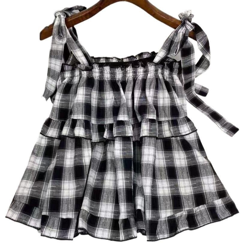 Sweet Girl Summer New Western Style Youthful-looking Ruffle Sleeveless Vest Women's Top