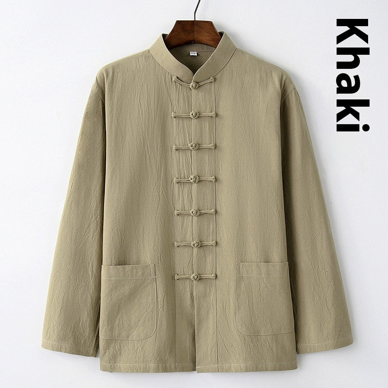 Cotton And Linen Top Chinese Style Clothing Retro Collar Buckle