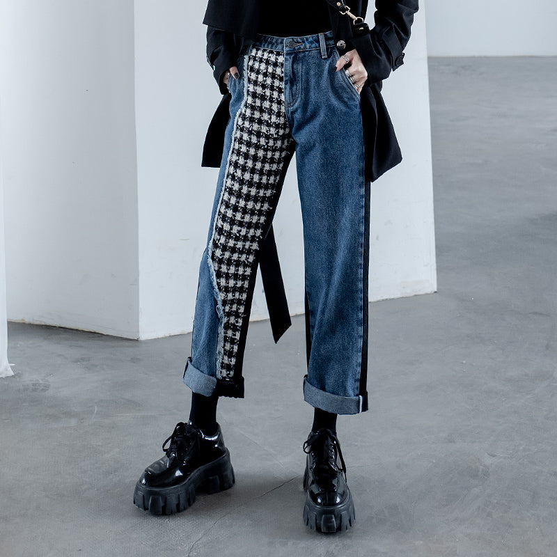 Nye Cropped Vide Ben Bukser Løse Straight Jeans til Kvinder