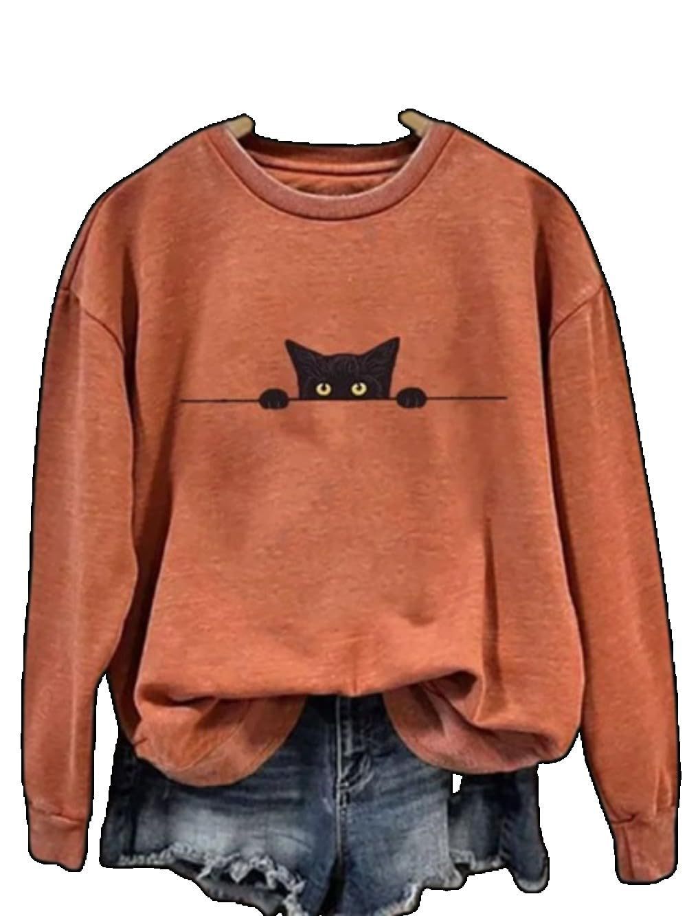 Womens Loose-fitting Long-sleeve Crew-neck Top With A Printed Design