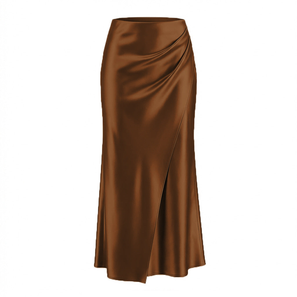 New Puffed Satin Skirt With Elastic Waist