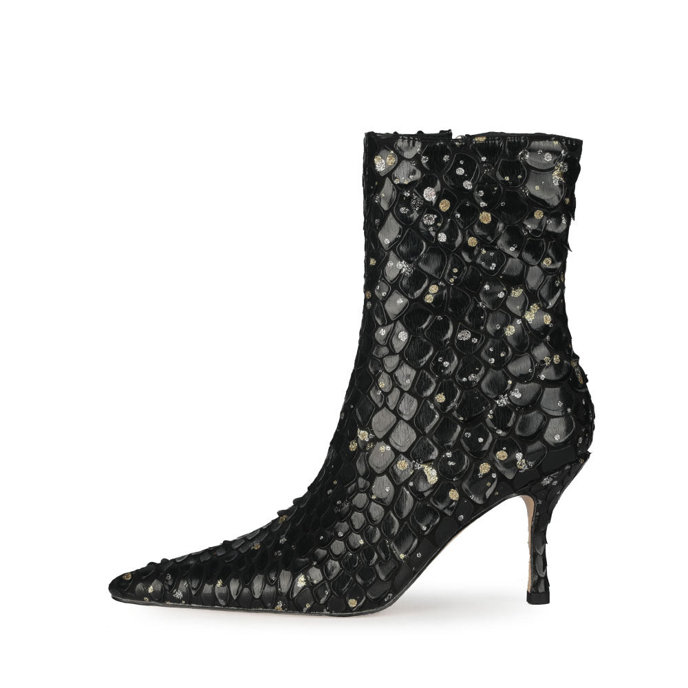 Spring Solid Color Sexy Fish Scale Short Boots