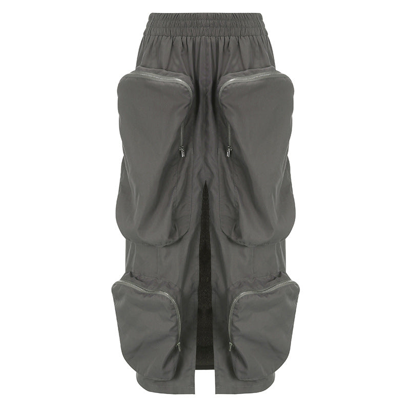 Fashion Street Tooling Wind Big Pockets Tighten Waist