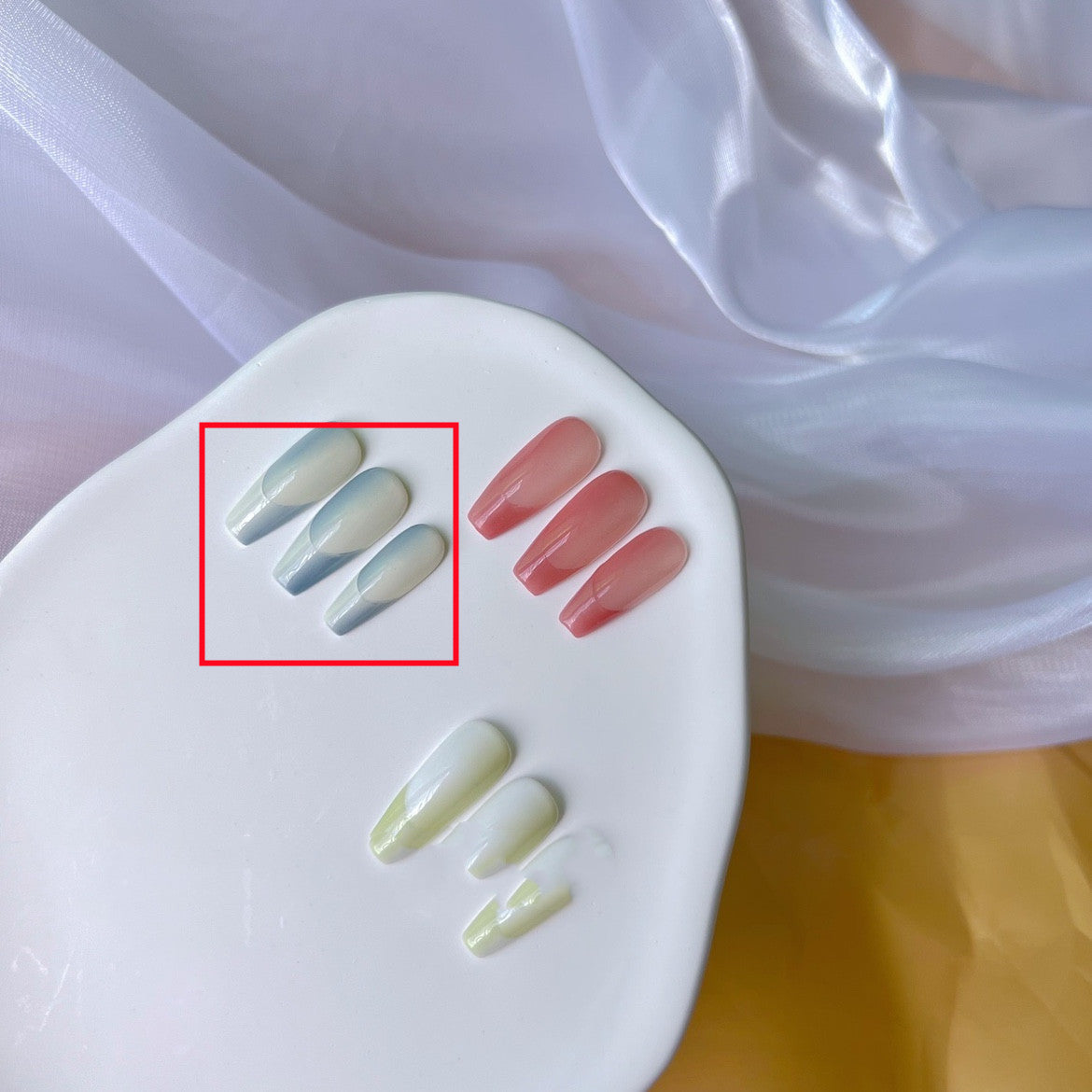 Two Tone Gradient French Wear Nail Art For Hot Girls Detachable