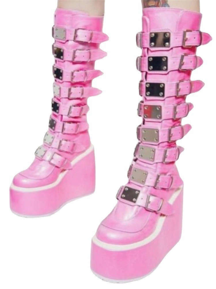Women's Metal Buckle Thick Soled Boots
