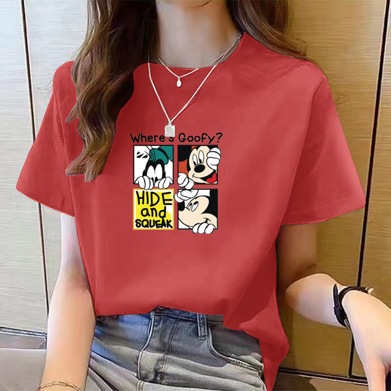 Women's Cute Bear Plus Size Cotton Short Sleeve T-shirt