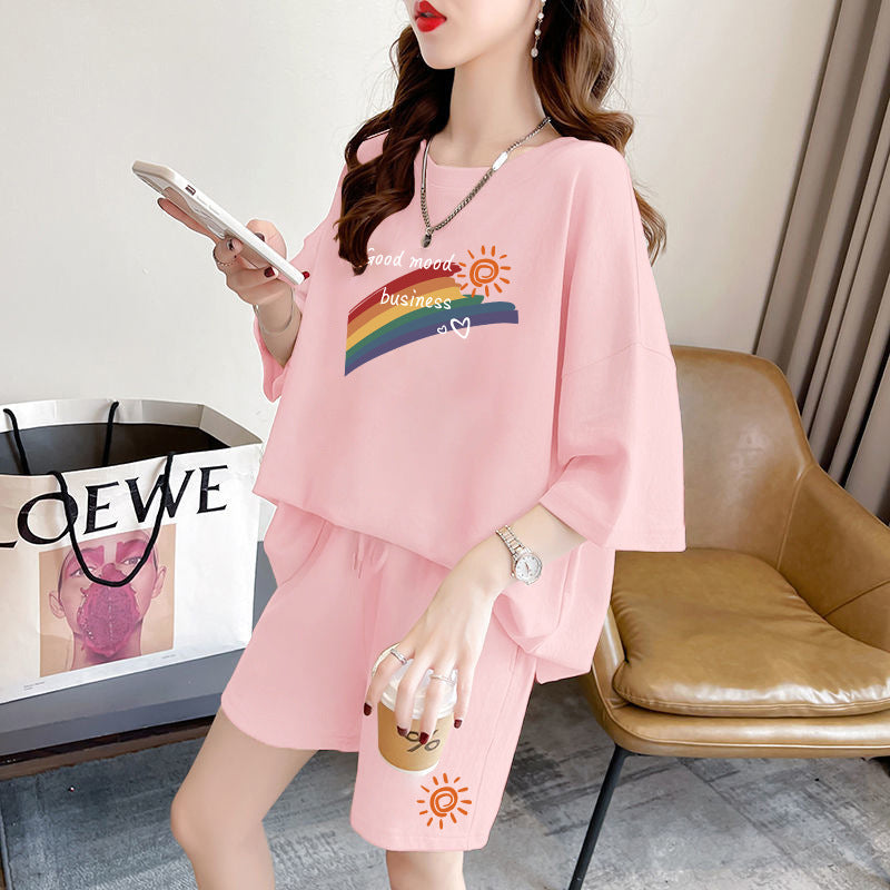 Loose And Slimming Sport Shorts Two-piece Set