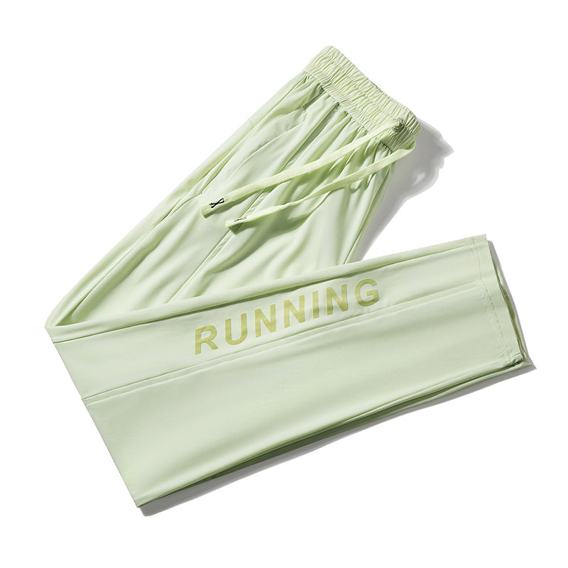 Stretch Quick-dry Casual Sports Printing Loose Drawstring Trousers Cropped Pants