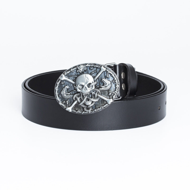 Men's Alloy Smooth Buckle Trendy Casual Retro Belt