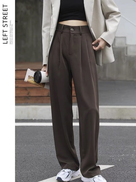 New Loose Straight Wide-leg High Waist Drooping Casual Mopping Texture Pants