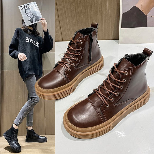 Women's Seven Hole Lacing Casual High Top Brogues