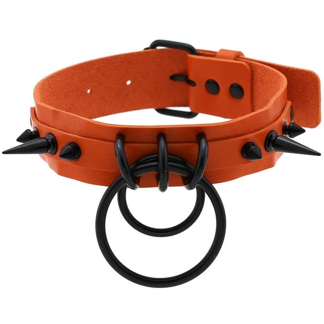 Punk Choker Rivet Buckle Spike Collar Necklace Black  Mens Womens