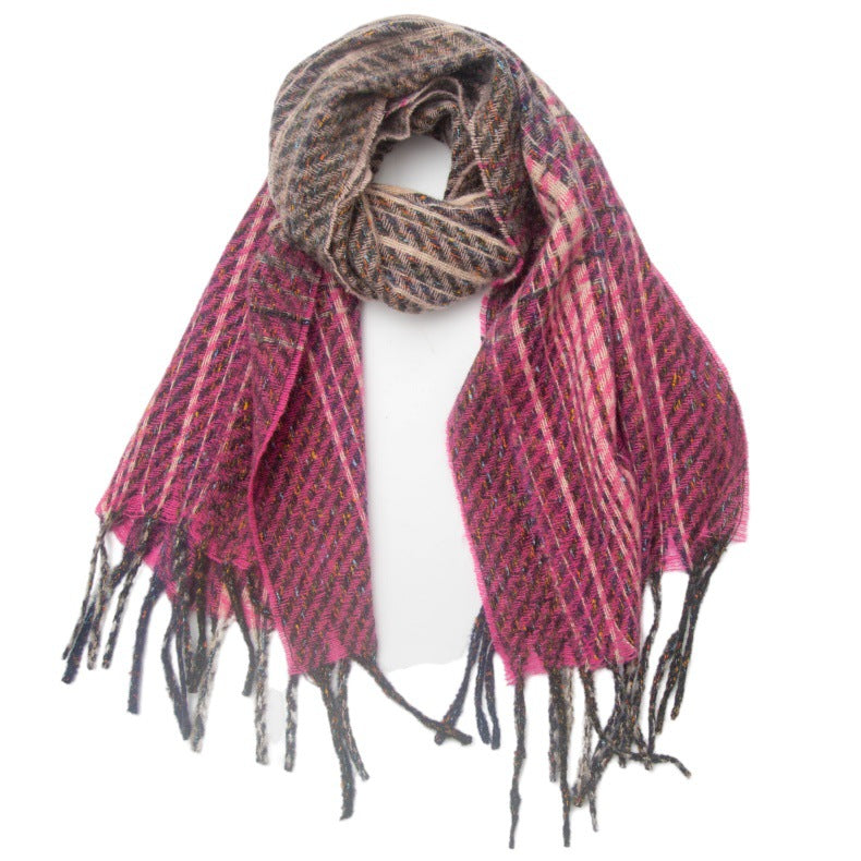 European And American Clip Flower Gradient Color Tassel Scarf