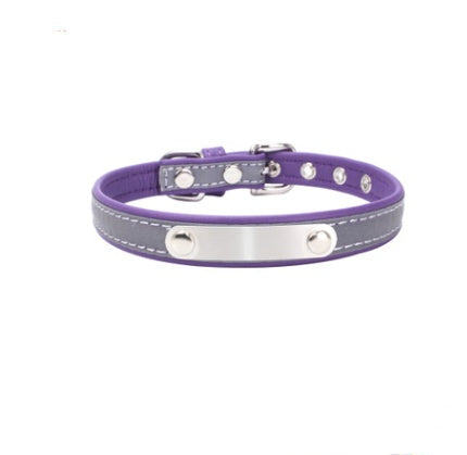 Pet collar stainless steel iron lettering anti-lost dog collar comfortable microfiber dog chain
