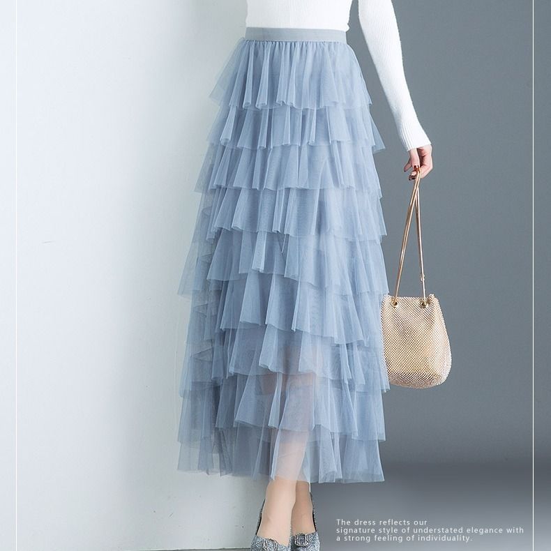 Damegaze nederdel ny mellemlang tung industri netgarn nederdel
