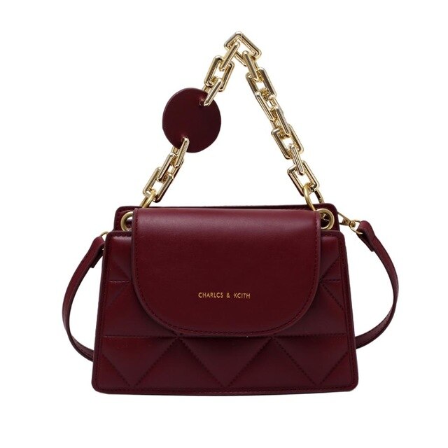 Women's Portable Small Square Bag Chain With Lattice Pattern