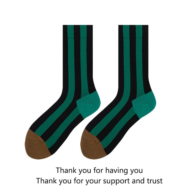Contrast Striped Socks With Dopamine Color