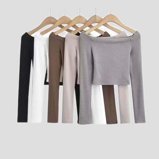 Kvinders stilfulde, sexede, figursyede langærmede T-shirt