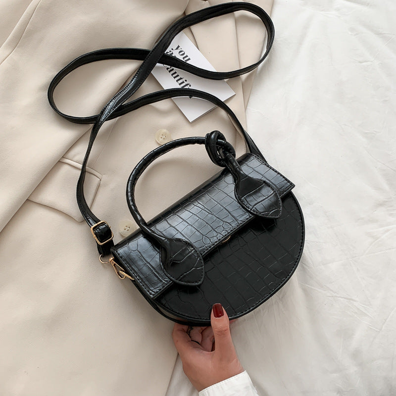 All-match texture one-shoulder portable saddle bag