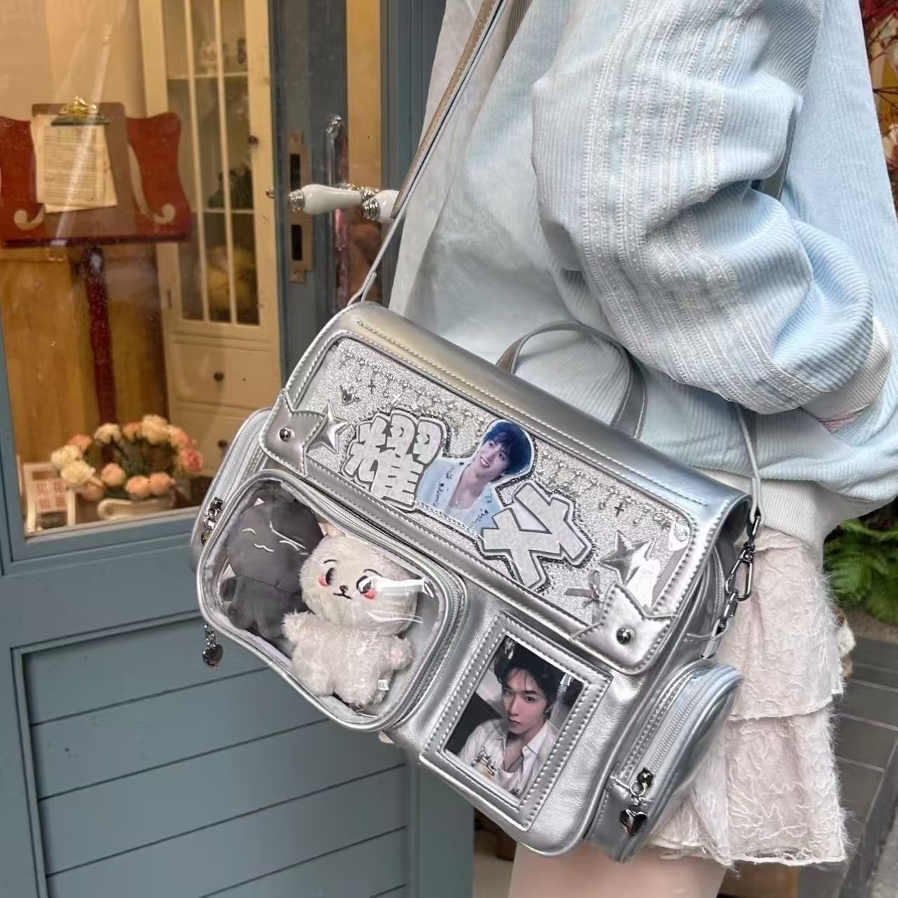Hidden Light Plate Shoulder Cartoon Backpack Amusement Park Cartoon Backpack Crossbody Bag