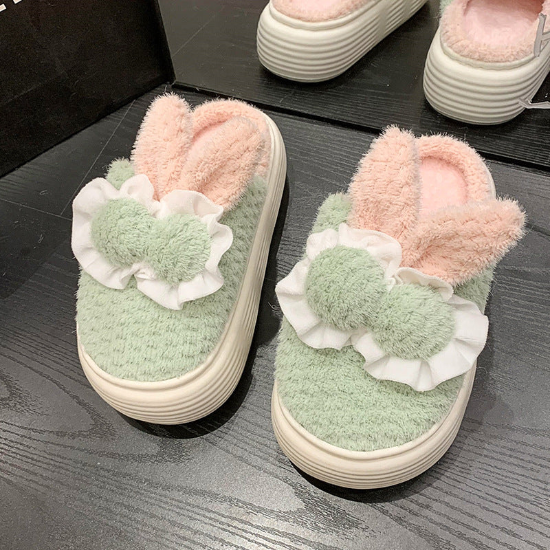 High Heel Cotton Slippers Women's Cartoon Cute Rabbit
