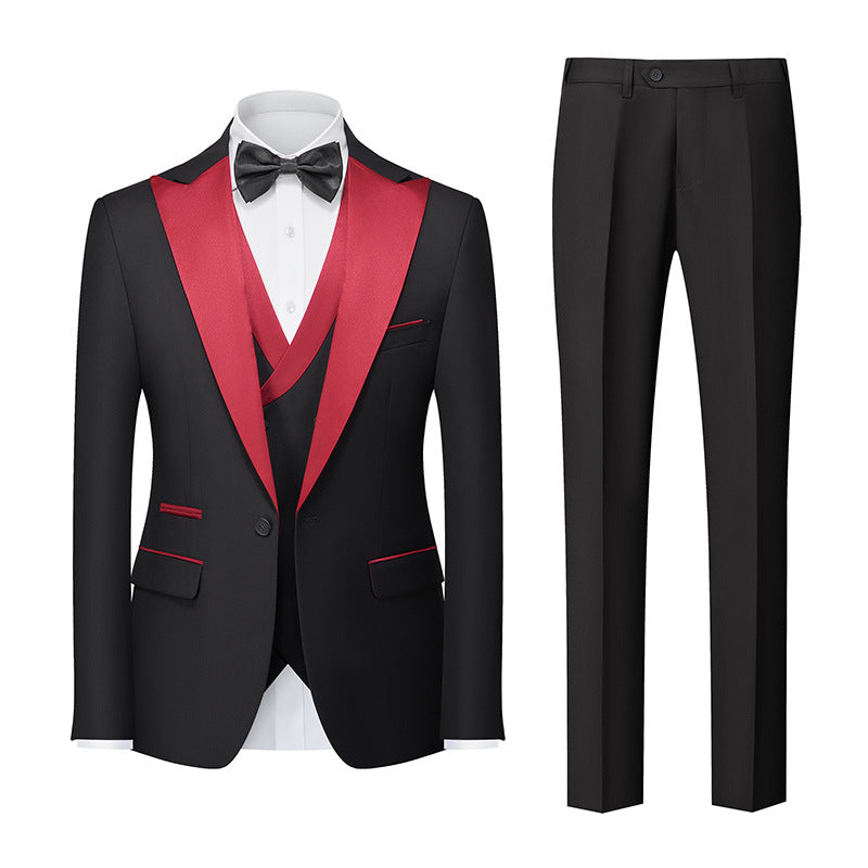 Korean-style Slim-fit Three-piece Suit Set