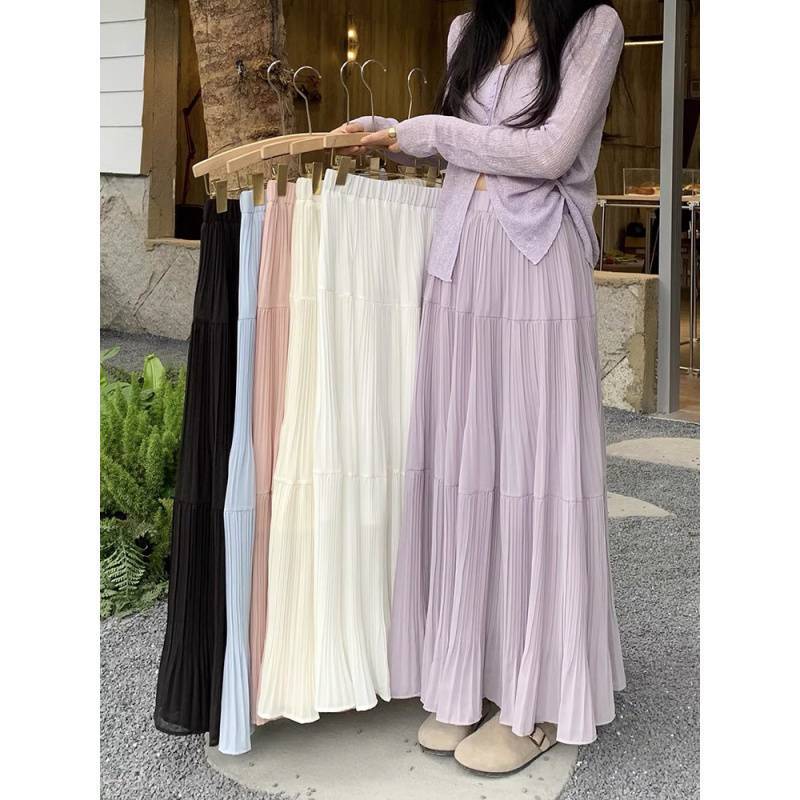 Elastic Waist Cross-body Slimming Dress Big Hem Umbrella Skirt