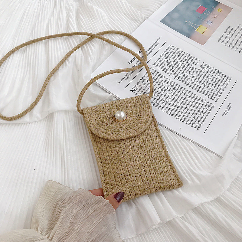 New Summer Personality Mini Mobile Phone Bag Wild Straw Bag Shoulder Messenger Bag Tide