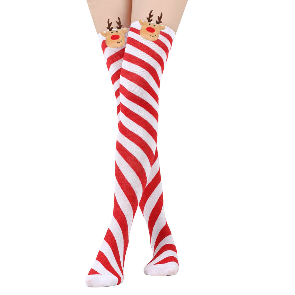 Bow Christmas Stockings Over The Knee Decorative High Tube