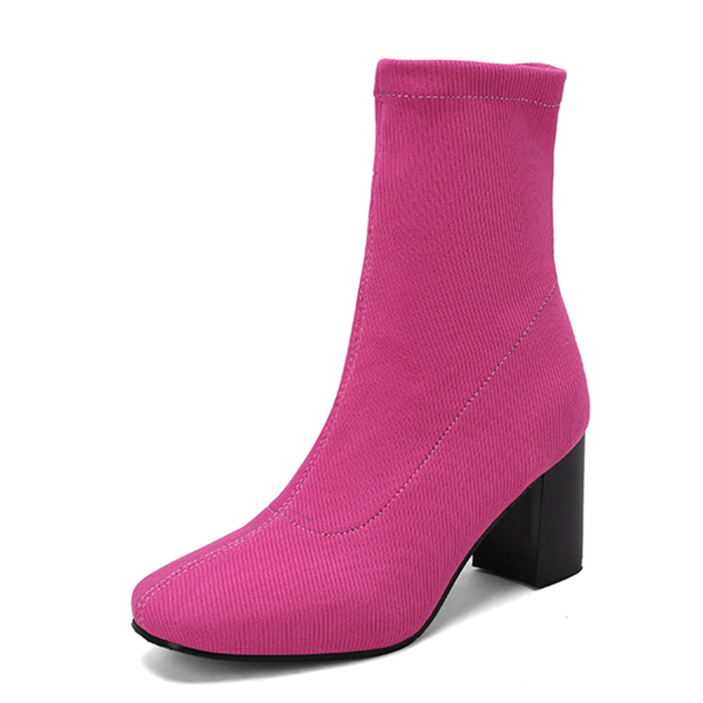 Womens Colorful Stretch Fabric Ankle Boots