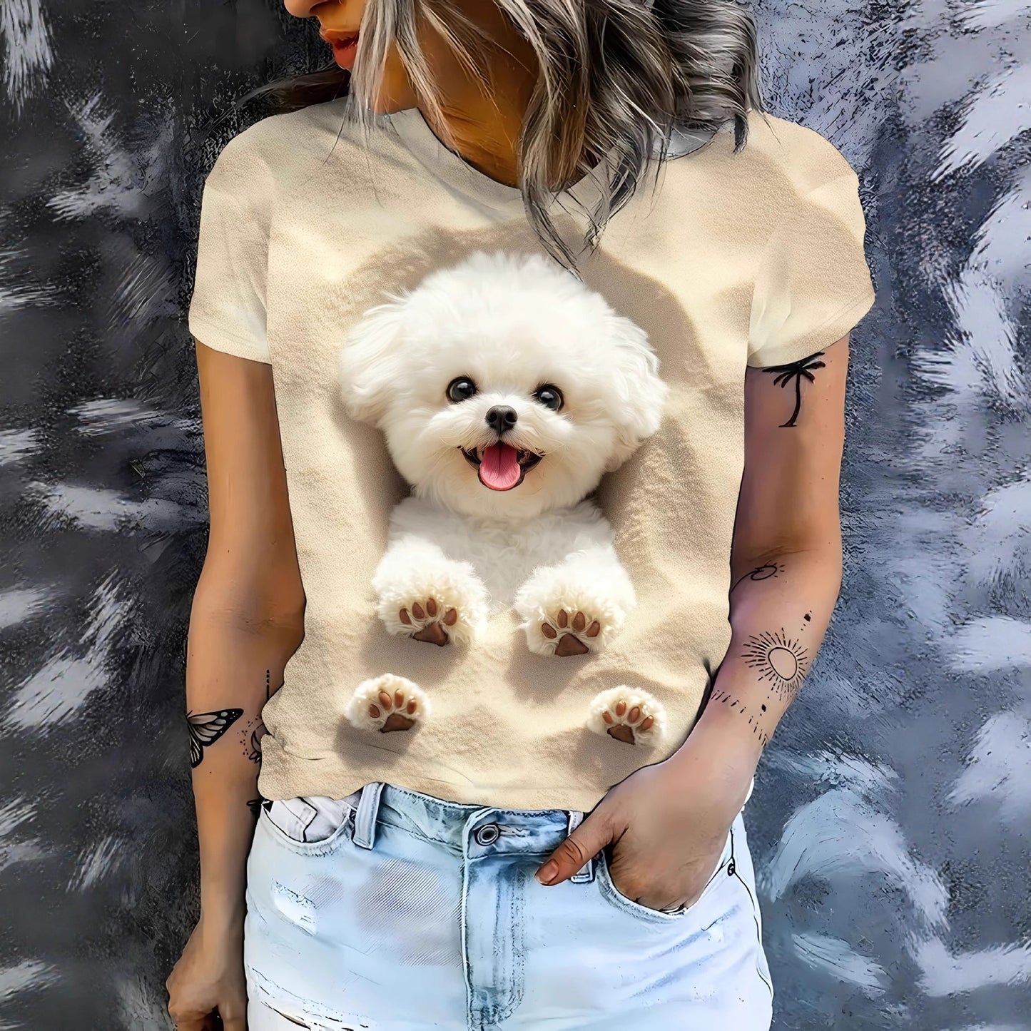 European And American-style Minimalist Animal Short-sleeve T-shirt