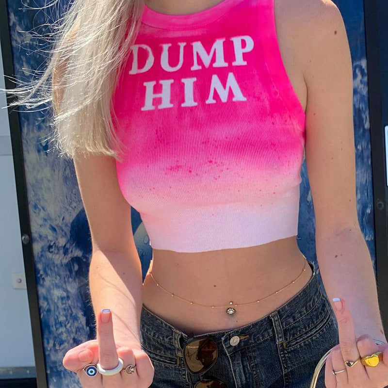 Women's Beach Resort Style Letter Print Cropped Tank Top