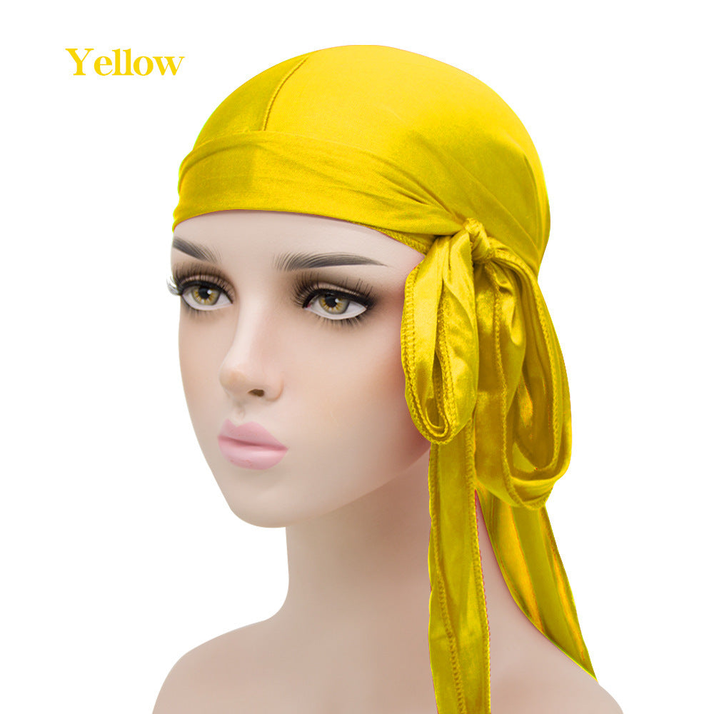 Unisex Satin Hovedbeklædning med Lang Hale  Strækbar Pirathat Og Hip Hop Turban til Mænd Og Kvinder, Elastisk Bandanahue til Kostume Og Mode