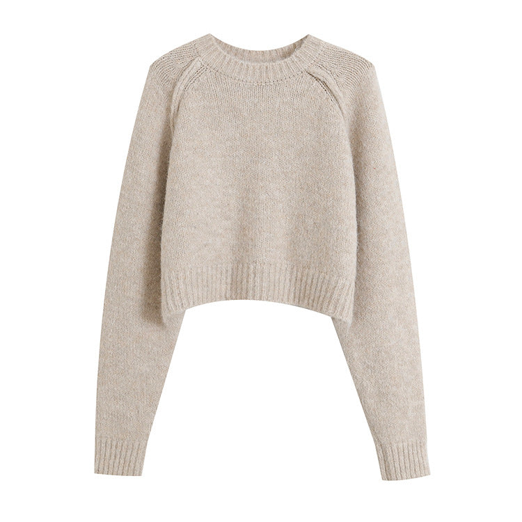 French Style Simple Temperament Leisure Round Neck Sweater