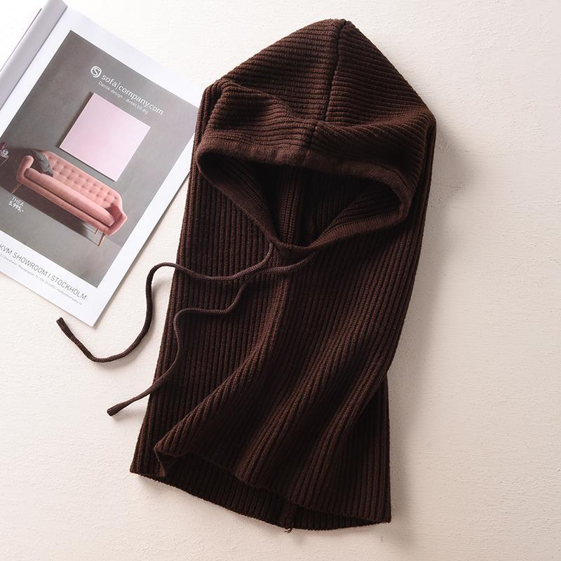 Women's Solid Color Cashmere Sweater Hat And Scarf In One