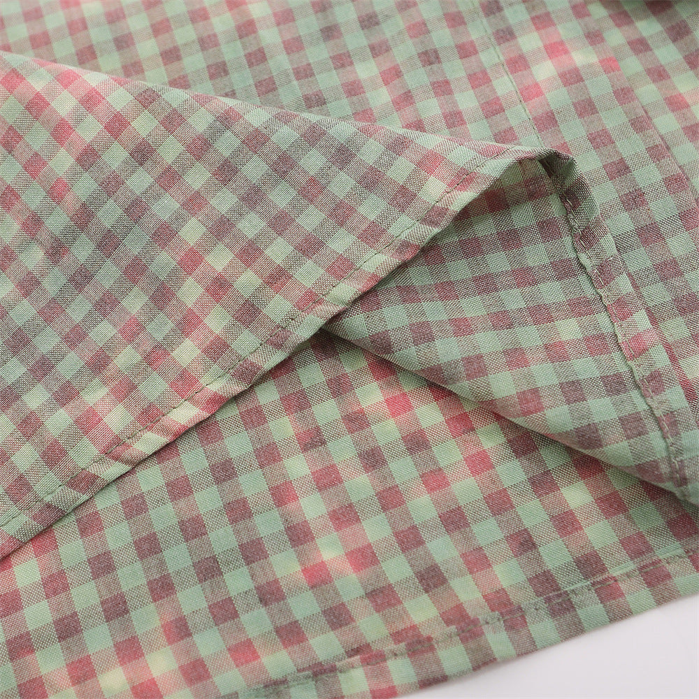 Plaid Tie-dyed Long-sleeved Shirt Men's Street Fashion American Design Sense