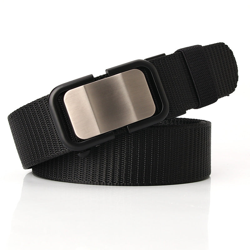 New Nylon Waistband Toothless Automatic Buckle Men's Leather Belt Casual All-match Trouser Belt Neutral Men's And Women's Youth Fashion Wear