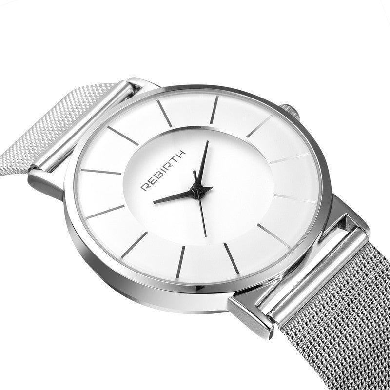 Steel mesh waterproof watch with hands