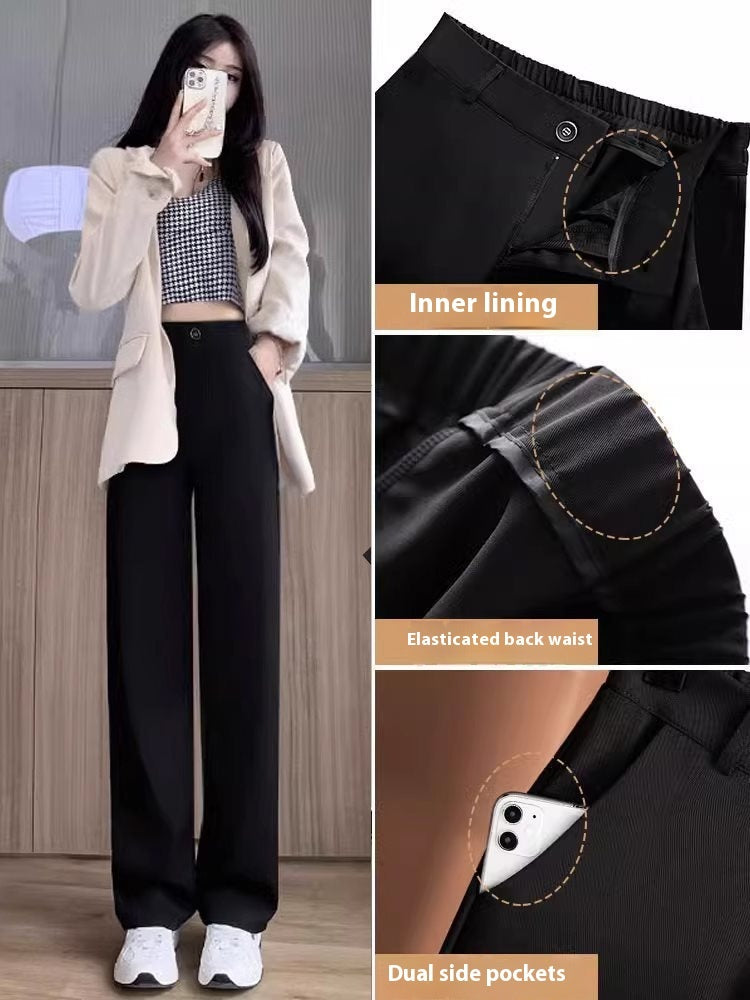 Black Suit Pants Women's Thin Drooping Straight Casual Pants