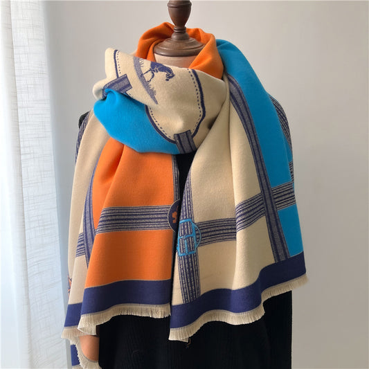 Women's Stitching Thickening Shawl Fashion